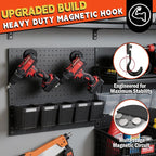 ULIBERMAGNET New Upgraded Garage Magnetic Hooks, 2 Pack Black Heavy Duty Large J Hooks with Magnet, Black Strong Anti-Slip Co