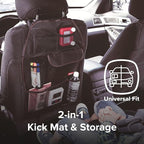 Diono Stow 'n Go Car Back Seat Organizer for Kids, Kick Mat Back Seat Protector, With 7 Storage Pockets, 2 Drinks Holders, Water Resistant, Durable Material, Black (Pack of 2)