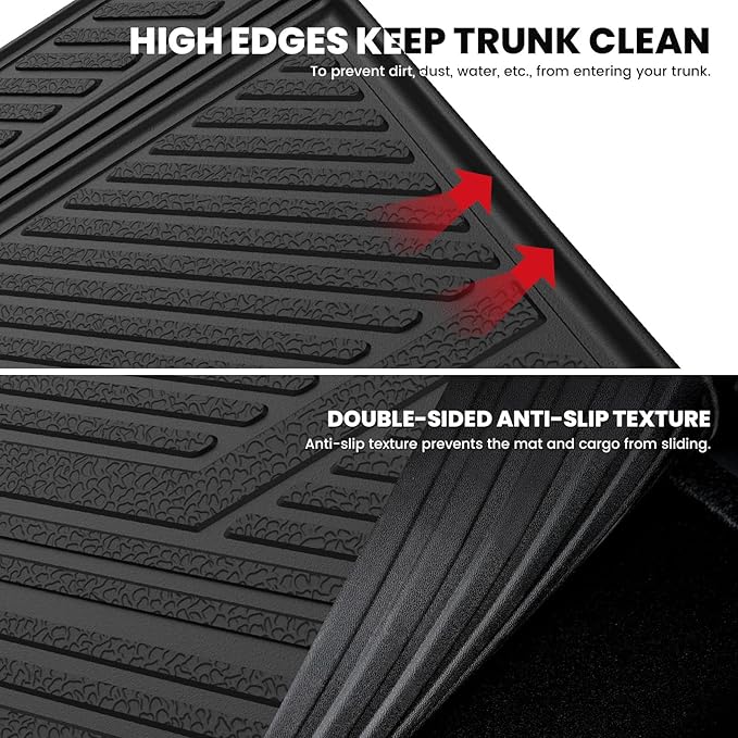 LASFIT Trunk Mat with Backrest Mat for Chevrolet Chevy Traverse 2018-2023/Traverse Limited 2024, All Weather TPE Custom Fit Cargo Mat Trunk Liner with Backrest Mat, Black
