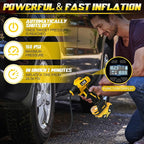 Tire Inflator Portable Air Compressor for DeWalt 20v Max Battery Power,160PSI Cordless Portable Electric Air Pump with Digital Pressure Gauge for Car Motorcycles Bike Sport Ball Auto(no battery)
