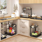 Sevenblue 2 Packs Under Sink Organizer, Height Adjustable 2 Tier Under Kitchen Sink Organizer, Multi-Purpose Storage Shelf fo