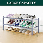 Smiry Shoe Rack, 2 Tier Long Bamboo Shoe Organizer, Stackable Free Standing Wooden Shoe Storage Shelf for Closet, Entryway, F