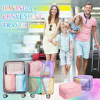 Days of Week Packing Cubes Weekly Organizer Travel Storage Bag School Clothes for Kids Summer Camp Family(9x7x3inch,Macaron,1