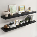 Dreamland 55 Inch Black Floating Shelves for Wall,8 Inch Deep Floating Shelves,55" W x 8" D Wall Shelves for Bedroom,Living R