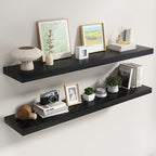 Dreamland 55 Inch Black Floating Shelves for Wall,8 Inch Deep Floating Shelves,55" W x 8" D Wall Shelves for Bedroom,Living R