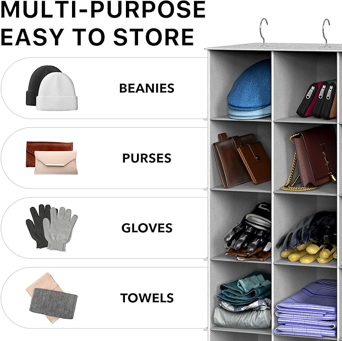 Simple Houseware 24 Section Shelves Hanging Shoes Organizer Holder for Closet, Gray