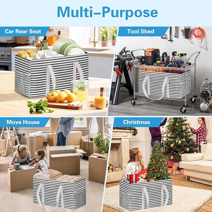 LHZK Standing Extra Large Utility Tote Bag with Metal Wire Frame and the Sides Rinforced, Extra Large Tote Bag with Handle,