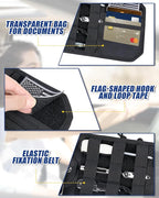 Heavy Duty Molle Car Sun Visor Organizer Tactical Pounch with Flag and Glasses Clip Store Your Daily Items for Most Cars, Trucks, SUVs, Compacts, 12.8"x6.9"x1.2"