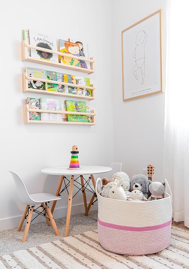 OrganiHaus Large Woven Storage Basket for Blankets and Toys 20" x 13" Inch, Rope Laundry Basket with Handles, Cushions & Pill