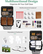 Golf Trunk Organizer, Waterproof Car Golf Locker with Separate Ventilated Compartment for 2 Pair Shoes, Golf Storage for Balls, Tees