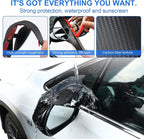 LivTee Blind Spot Mirror with Side Mirror Rain Guard, Carbon Fiber 2-in-1 Side Mirror Covers Kit with Wide Angle Adjustable Stick for Cars SUV and Trucks, Pack of 2