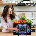 Reusable Grocery Bags Heavy Duty Shopping Bags Foldable Large Tote Bags with Long Handles & Hard Bottom
