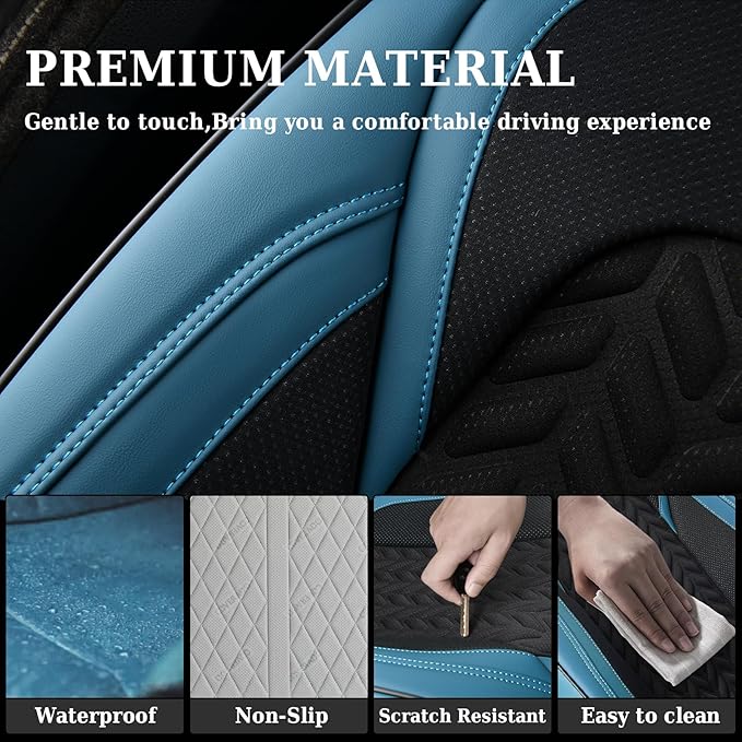 Coverado Car Seat Cover Winter, Front Seat Cover, 2PCS Car Seat Protector, Seat Covers for Cars, Breathable Faux Leather Car 