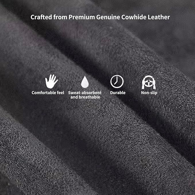 Suede Leather Steering Wheel Cover Wrap Kit - DIY Stitch-On for 15-16" Wheels, Superior Sweat Absorption & Non-Slip Grip, Comfortable & Durable Year-Round Upgrade