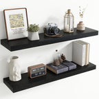 40 Inch Floating Shelves for Wall, 8 Inch Deep Floating Shelf for Storage & Display, Rustic Wall Mounted Shelf with Invisible