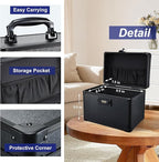 Lockable Security Storage Box - Shiny Black Safe Combination Lock Box, Cabinet Med Organizer, 10 x 7 x 9 Inches Safe Case for