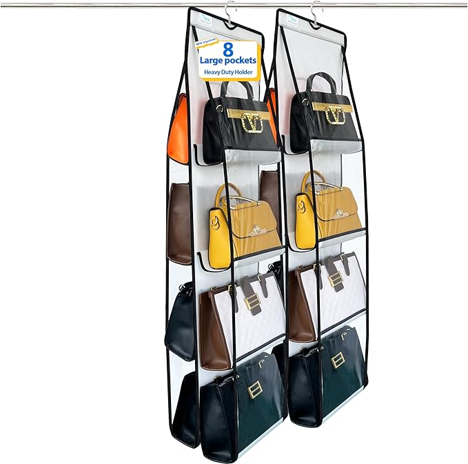 purse organizer, 2Pack, purse organizer for closet,NEW improved Larger, purse storage, Heavy Duty Hooks,handbag organizer, Sp
