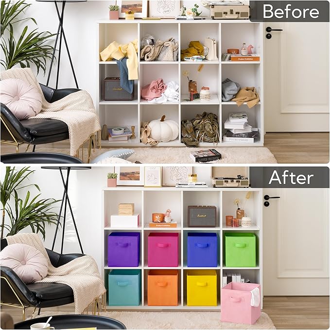 GRANNY SAYS 11 Inch Cube Storage Bins, Colorful Cube Storage Organizer, Fabric Storage Bins, Storage Cubes for Shelves, Close