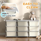 Qaba 3 Tier Kids Storage Unit, Toy Organizers and Storage with 9 Drawer Chest for Kids Bedroom Nursery Kindergarten Living Ro