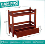 Sorbus Bamboo Bathroom Counter Organizer – 2-Tier Shelf with Hidden Drawer for Vanity, Matcha Station, Bathroom Sink Organize