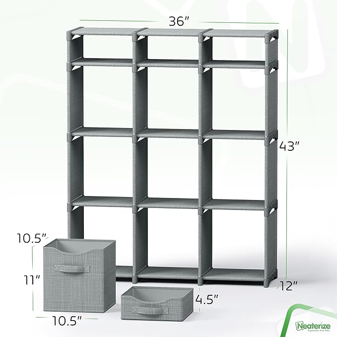 Cube Storage Organizer with Storage Bins Included - The Perfect Closet Organizers and Storage Solution. Includes 12 Storage C