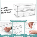 Sorbus Acrylic Storage Containers - 2 Pack, Stackable Storage Bins Set for Bathroom Organization - Clear Acrylic Drawer Organ