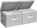 StorageWorks Fabric Storage Bins with Lid, Decorative Storage Boxes for Shelves, Stackable Closet Organizer Basket with Handl
