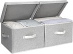 StorageWorks Fabric Storage Bins with Lid, Decorative Storage Boxes for Shelves, Stackable Closet Organizer Basket with Handl
