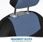 BDK PolyPro Car Seat Covers Full Set in Blue Gray on Black, Front and Rear Split Bench Seat Covers for Cars, Easy to Install 