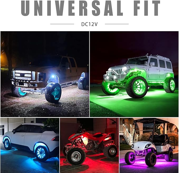 Honalia LED Rock Lights for Trucks 6 pods, Multicolor RGB Underglow Kit for Cars with Bluetooth APP Control for ATV Accessories Golf Cart Four Wheeler RZR UTV Truck Accessories