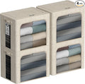 4 Pack Clothes Storage Bins with Metal Frame - 36L Stackable Storage Box with Lid，Foldable Storage Container Organizer for Cl