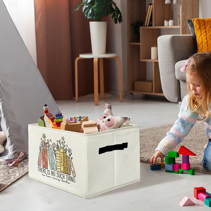 Book Lovers Gifts Storage Bins & Boxes with Handles, Bookish Gifts Foldable Basket for Organizing, Reader Gift Collapsible St
