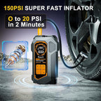 Jump Starter with Air Compressor, Car Jumper Starter Portable 6000A, 150PSI Tire Inflator/Air Pump, LED Flashlight for