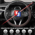 SEG Direct Steering Wheel Cover 14.5-15 inch (37-39 cm) Medium Size, Microfiber Leather, Non-Slip Comfortable Grip, Fits Cars