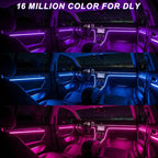 Interior Car LED Lights APP Control，Ambient Lighting Kit with 236" Fiber Optic，5 in 1 RGB Strip Lights，16 Million Colors Car Neon Lights, Sync to Music（USB）