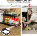 2-Pack 21.3 IN Depth Under Sink Organizer With Next-Gen Ball-Bearing Slides,Sophisticated Mesh 2-Tier Pull Out Shelf for Kitc