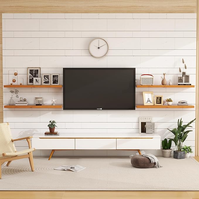 Vivelove Solid Wood Floating Shelves 36 Inches Long, 8”Deep x 1.4” Thick Wall Shelves for Bathroom, Living Room, Kitchen, Bed