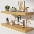 Deep Floating Shelves | 40 Inch Oak Floating Shelves Set of 2 | 12 Inch Deep Wood Wall Shelves | 40" W x 12" D Oak Shelves fo