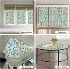 Spring Window Clings Decorative,3D Rainbow Window Privacy Film Sunroof Stained Glass Film, Non-Glue Static Cling Tint for Home Room Bathroom Glass Door Decor(Green Leaves, 16.9" x 39.4")