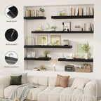 40 Inch Floating Shelves, 12" Deep Floating Shelf Wall Mounted, 40" Wall Shelves, Rustic Deep Bookshelf, Extra Deeper & Thick
