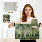 Modern Abstract Birch Tree Storage Box Bins, Green Forest Nature Landscape Collapsible Storage Basket Organizer for Bedroom L