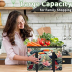 Reusable Grocery Bags Heavy Duty Shopping Bags Foldable Large Tote Bags with Long Handles & Hard Bottom
