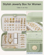 VLANDO Travel Jewelry Case, PU Leather Travel Jewelry Box with Earring Holder, Portable Display Small Jewelry Box for Mothers