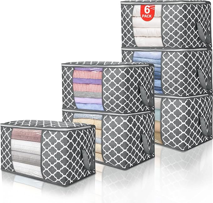 90 L Large Storage Bag Clothes Storage Organizer with Durable Handles for Closet Storage, Comforter, Blanket, Clothing, Beddi
