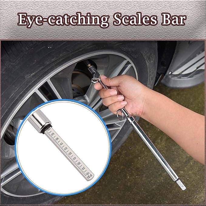 2pcs Truck Tire Pressure Gauge, Dual Head Tire gauges with Plastic Scaleplate, Truck Tire Pressure Gauge for Bike Car SUV Vehicle Tester, Solid Brass Body, with Hook, Range 10-150psi