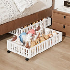 Bamboo Under Bed Storage with Wheels,Rolling Underbed Shoe Organizer Box for Shoes,Blankets,Toys,Clothes Container Space-Savi