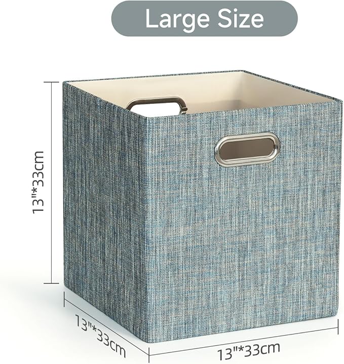 Posprica Storage Basket Bins,13×13×13 Foldable Storage Boxes Fabric Drawer Cubes for Closet Shelf Cabinet Bookcase - Set of 4