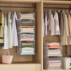 X-cosrack Closet Hanging Organizer and Storage - 5 Tier Hanging Shelves, Wire Closet Shelf Organizer Basket with Adjustable D