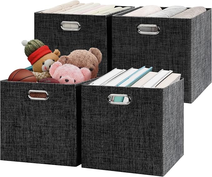 Posprica Fabric Storage Cubes,13×13×13 cube storage bins, Foldable Drawers Baskets Containers for Shelf Cabinet Bookcase,Thic