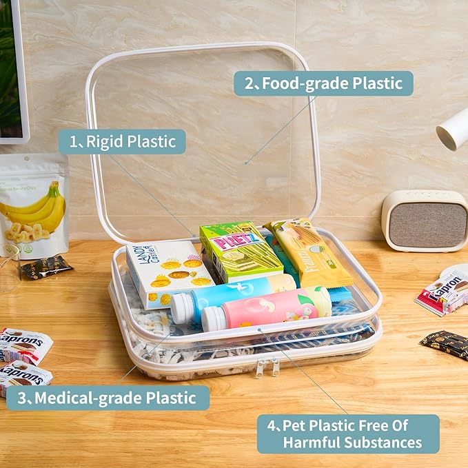 YQBRAO Hard Sided Clear Zipper Case for Storage- Professional-Grade Plastic Clear Zipper Pencil Case,Toy Storage Bins, Toilet